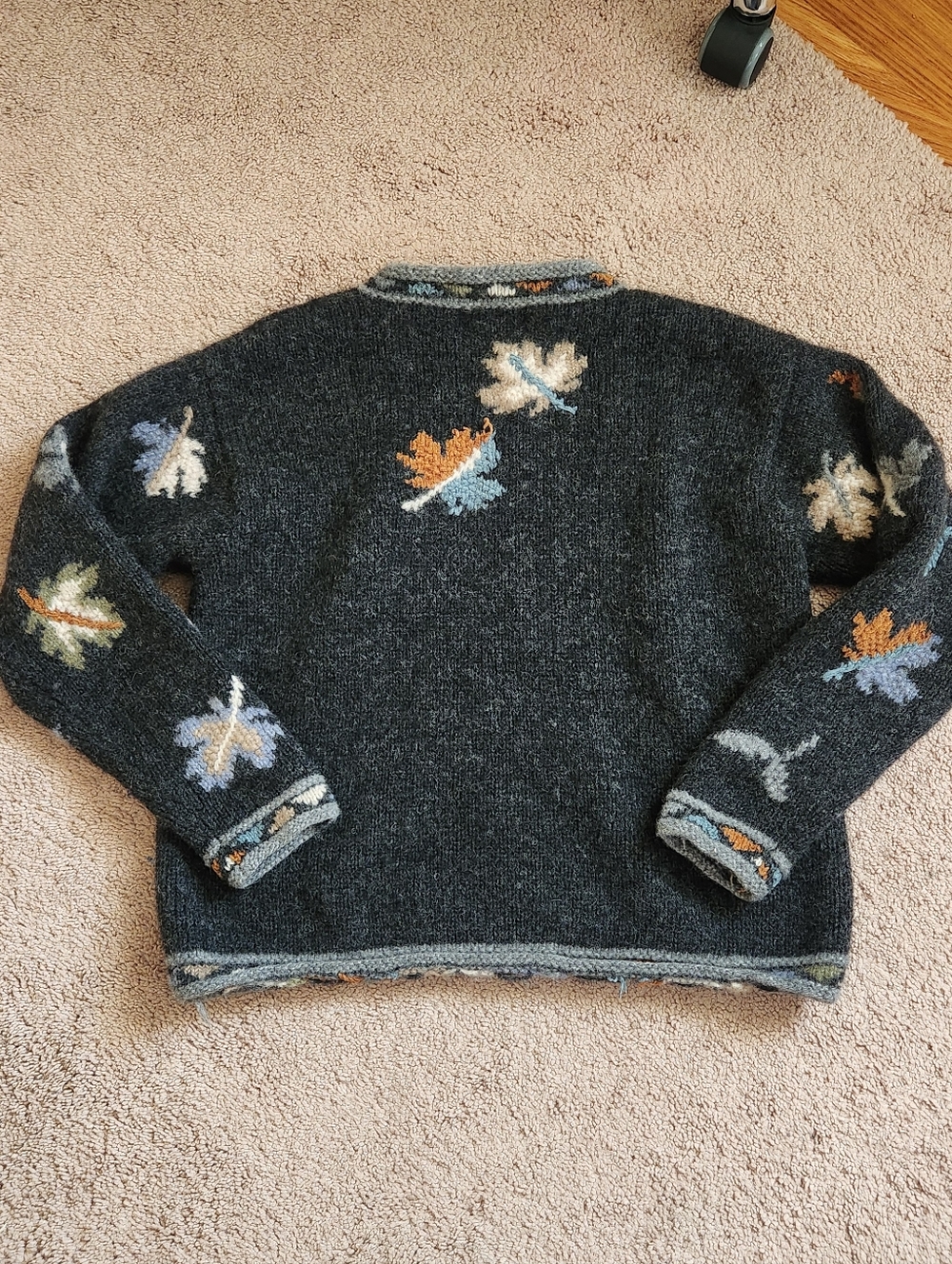 Vintage Nomadic Traders Sweater Womens Medium Nordic Leaf Wool Knit 90s Y2K Fall - Picture 2 of 7